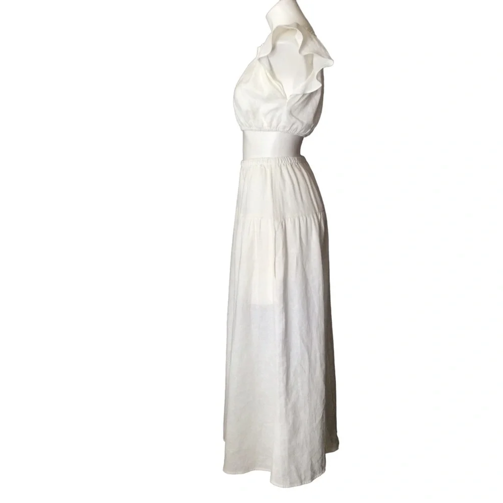 Reformation Brontë Two Piece‎ Linen Midi Skirt Set Nwot